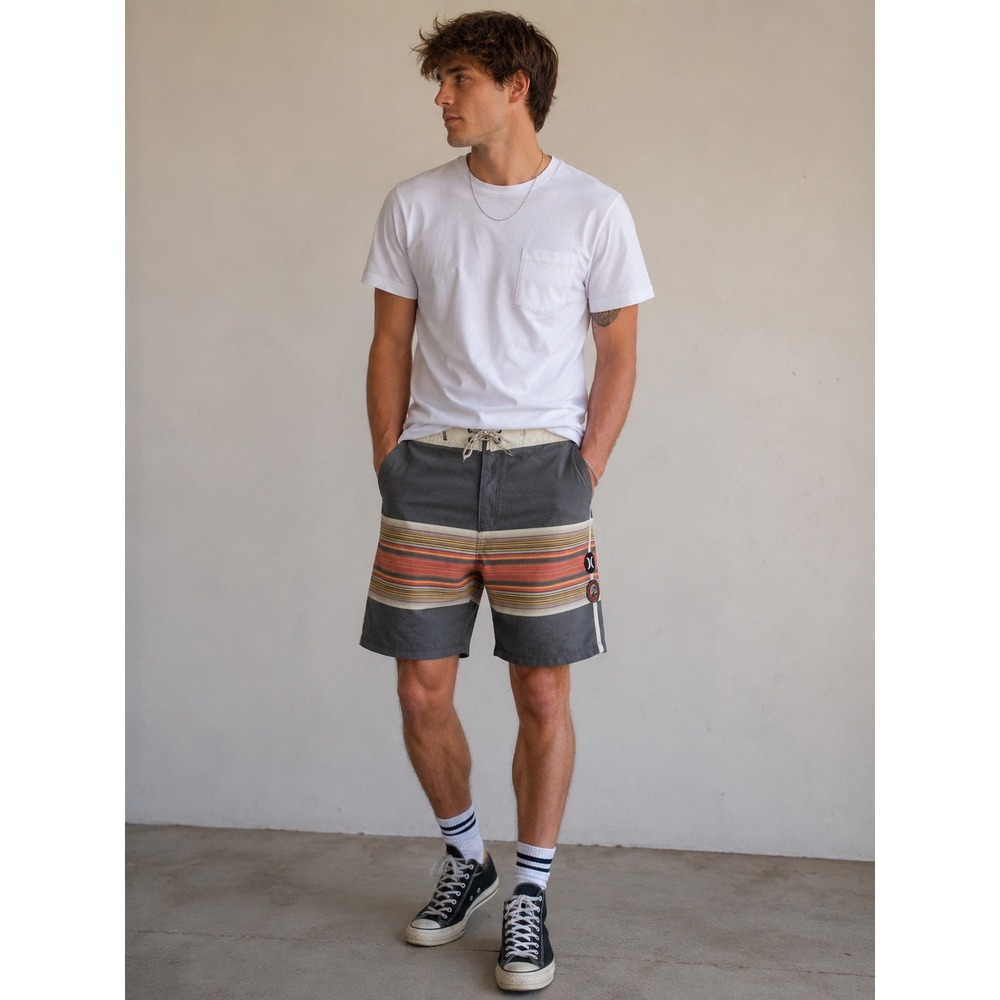 Hurley‎ x Pendleton Acadia National Park Board Shorts Mens 38 Grey Striped Swim